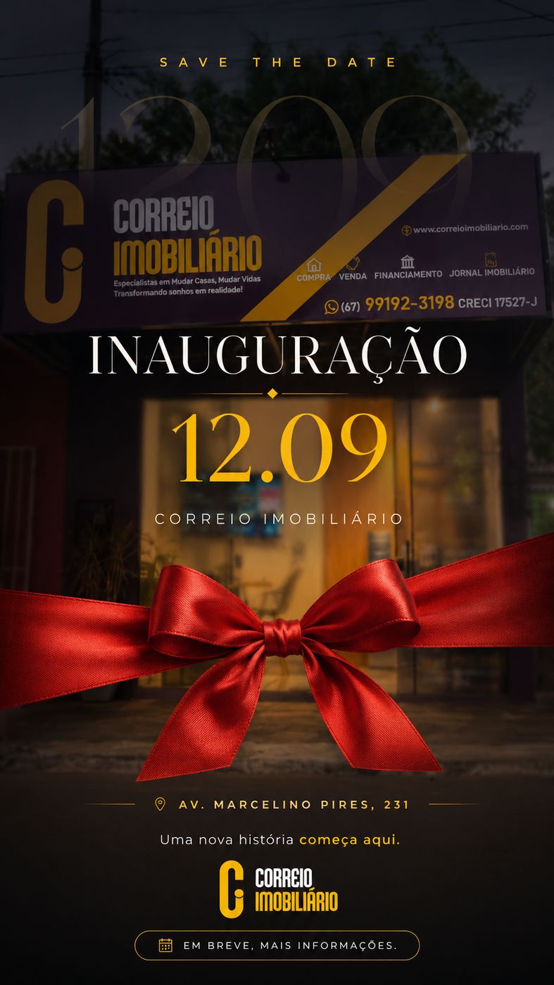 Arte de save the date da inauguração, com a data original de 12 de setembro